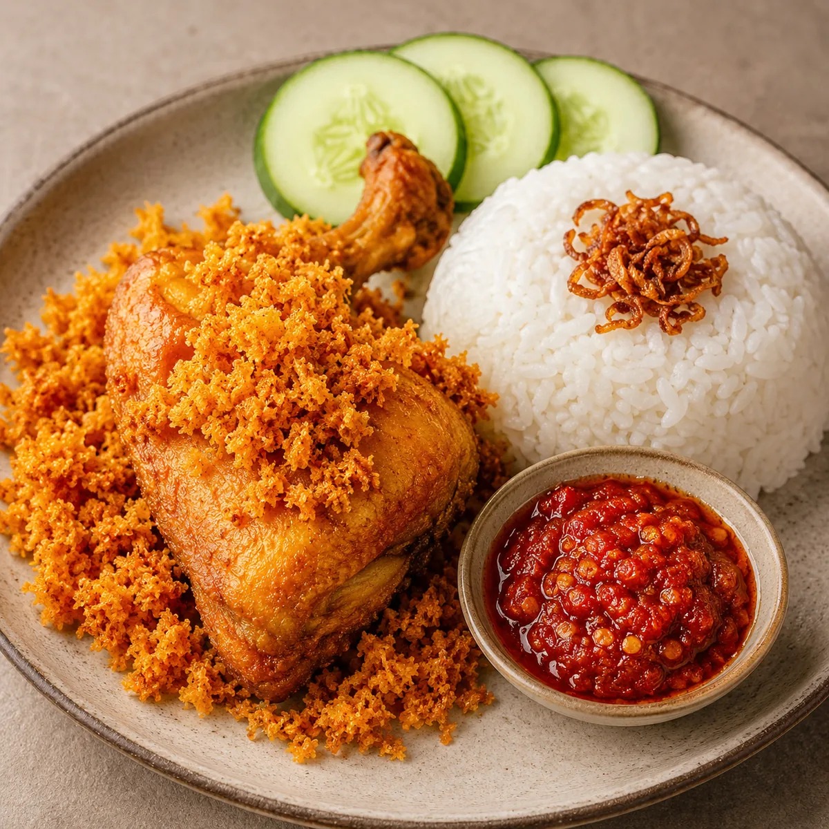 Ayam kremes dengan kremesan melimpah